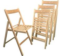 Sicignano Set 4 Sedia Pieghevole, Legno Faggio, Richiudibile, Compatta, Sgabello, Comoda, Facile da Portare, A79xL43xP49cm (Naturale)