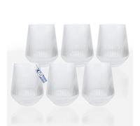 Sicignano Set 6 Bicchieri Acqua e Drink Collezione Meridiana in Vetro Ultra-Trasparente, Tecnologia Shiny Crystal, 47cl, Design a Coste Elegante per Tavola e Cocktail, Altezza 11cm, Ø 7cm