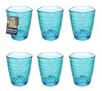 Sicignano Set 6 Bicchieri Tumbler in Acrilico Martellato Infrangibile, 400ml, Ø9x11cm (Azzurro)