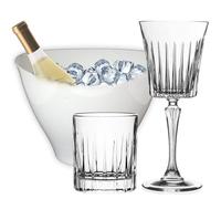 Sicignano | Set 6 Calici CL.30 con 6 Bicchieri CL.36 Timeless per Vino Acqua Whisky Liquori Cocktail, Cristallo Ecologico, Trasparenti, Resistenti - Omaggio Secchiello Champagne Bianco 2 Bottiglie