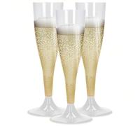 Sicignano | Set 6 Calici Flute in Plastica Trasparente con Piedini Trasparenti 10cl - Bicchieri Lavabili Ideali per Feste Brindisi Celebrazioni - Perfetti per Champagne Prosecco Cocktail