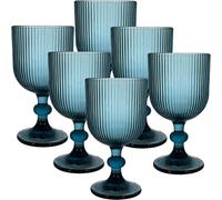 Sicignano | Set di 6 Calici in Pasta di Vetro, per 6 Persone, Bicchieri Ideali per la Tavola, Resistenti e Duraturi, Lavabili in Lavastoviglie, Colore Verde,Blu, 336 ml (6, BLU)