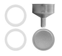 Sicignano | Set di Ricambio per Caffettiera, Include 2 Guarnizioni, 1 Filtro, 1 Imbuto - Compatibili con Moka, Morenita, Break, Dama, Venus, Junior - 6 Tazze