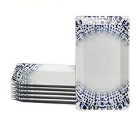 Sicignano | Set Piatto Portata Rettangolare in Porcellana Bianco con Decoro a Rilievo - Lavabile in Lavastoviglie, Adatto a Microonde, Resistente ai Tagli, Made in Italy (29x17,5 cm, 6 Pezzi)