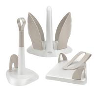 Sicignano | Set Portatovaglioli Portarotolo Portabicchieri, Plastica Riciclata, Colore Tortora - Accessori da Cucina Pratici e Salvaspazio, Organizzare Ottimizzare la Tua Cucina - Design Moderno