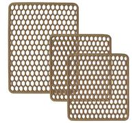 Sicignano | Set Tappetini per Lavello in Gomma Colore Avana, 1 Scolapiatti 40x32 cm, 2 Fondo Lavello 33x29 cm - Multiuso, Resistente, Made in Italy