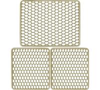 Sicignano | Set Tappetini per Lavello in Gomma Colore Avorio, 1 Scolapiatti 40x32 cm, 2 Fondo Lavello 33x29 cm - Multiuso, Resistente, Made in Italy
