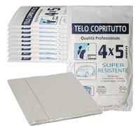 Sicignano Set Telo Copritutto 4x5 metri Multiuso per Imbiancare Protettivo Conservazione Ristrutturazione, Trasparente, Resistente - Ideale per Fai da te Hobby Campeggio Casa (10 Pezzi)