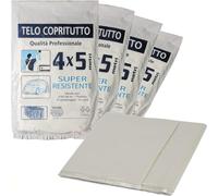 Sicignano Set Telo Copritutto 4x5 metri Multiuso per Imbiancare Protettivo Conservazione Ristrutturazione, Trasparente, Resistente - Ideale per Fai da te Hobby Campeggio Casa (4 Pezzi)