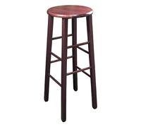 Sicignano | Sgab Sgabello Tondo in Legno Massello, Piede Dritto, Struttura Stabile e Sicura - Dimensioni Altezza 80x32 cm Diametro Seduta - Noce, Artigianale, per Pub Bar Ristoranti Cucina, SED951