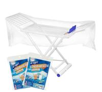 Sicignano | Stendibiancheria Nanni 20 Metri con Portamollette e Ruote ? Struttura Pieghevole Salvaspazio, Solida e Resistente, Dimensioni 115x175x55 cm (Stendino + 2 Copristendino)