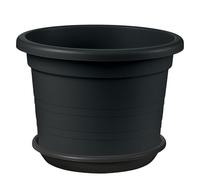 Sicignano | Vaso Cilindro con Sottovaso in Polipropilene, Resistente agli Urti e UV, Made in Italy - Vaso Grandi Dimensioni per Ingressi Giardini Spazi Pubblici (Antracite, 80 cm)