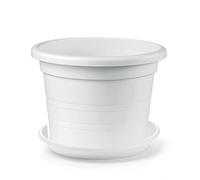 Sicignano | Vaso Cilindro con Sottovaso in Polipropilene, Resistente agli Urti e UV, Made in Italy - Vaso Grandi Dimensioni per Ingressi Giardini Spazi Pubblici (Bianco, 80 cm)