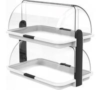 Sicignano | Vetrinetta Espositiva Doppia da Bancone, Bianco, 46.5x31.5X40.5h cm - Espositore Neutro per Bar Ristoranti Buffet B&B Colazione Pranzo Cena, Vetrina Porta Dolci - 2 Piani