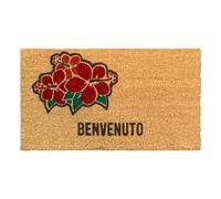 Sicignano | Zerbino in Fibra di Cocco Rettangolare Gulliver 40x70 cm con Fondo Antiscivolo ? Tappeto Ingresso Esterno Interno, Pulizia Casa Ufficio (3, Benvenuto Floreale)