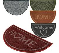 Sicignano | Zerbino Tappeto Stone Mezzaluna 45×75 cm in Gomma Antiscivolo, Fronte Poliestere, Ingresso Casa Asciugapassi, Facile da Pulire, Colori Assortiti