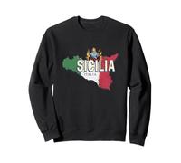 Sicilia Bandiera Italia Retro Regione Mappa Vintage Souvenir Felpa