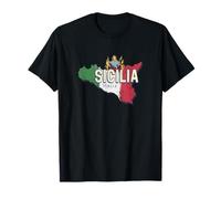 Sicilia Bandiera Italia Retro Regione Mappa Vintage Souvenir Maglietta