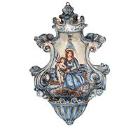 sicilia bedda - Acquasantiera in Ceramica di Caltagirone - Prodotto interamente a Mano di Alta qualità (Madonna con Gesu' Bambino Blu 30x20)