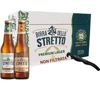 Sicilia Bedda - BOX DEGUSTAZIONE BIRRA DELLO STRETTO NON FILTRATA E PREMIUM LAGER - 12 Bottiglie per Tipo - 24 x 33 con Apribottiglia Sicilia Bedda