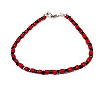 BRACCIALE PERLINE CORALLO ROSSO EMATITE E ARGENTO