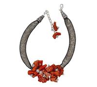 BRACCIALE IN CORALLO GREZZO SWAROVSKI E ARGENTO