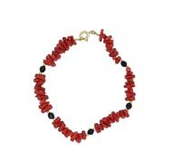 sicilia bedda - Bracciale in Corallo Rosso del Mediterraneo - Argento 925 - Prodotto Realizzato a mano - IDEA REGALO (Corallo Grezzo & Agata Nera)