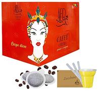 Sicilia Bedda - Caffè Testa di Moro 100 CIALDE + KIT ZUCCHERO, PALETTA, BICCHIERE - 100 Cialde da 8 Grammi (Pieno e Corposo)