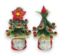 SICILIA BEDDA CAPACI Albero Babbo Natale in Pregiata Ceramica - h 13/14 cm ca. (1Unità) Modello Casuale