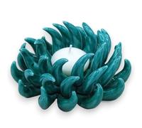 SICILIA BEDDA CAPACI Anemone di Mare portacandela in Pregiata Ceramica Ø 14/15 cm e h 7 cm ca. (1Unità) con 9 opzioni Colore - Verde