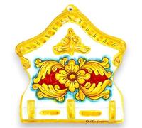 SICILIA BEDDA CAPACI Appendino Ceramica Caltagirone, Porta Chiavi, presine o Guanti - 20 h x 20 l cm ca. (1Unità) con opzioni Decoro - Decoro 1