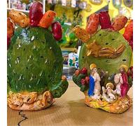 SICILIA BEDDA CAPACI Artistico Presepe Siciliano Interamente Realizzato e Decorato a Mano - Collezione Frutti: Opuntia