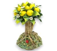 SICILIA BEDDA CAPACI Bonsai di Limoni in Ceramica Pregiata, Due Opzioni Misura (1Unità) con Applicazioni di Fiori di Zagara - h 20 cm