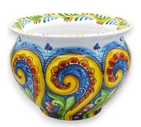 SICILIA BEDDA CAPACI Cachepot Vaso per Piante in Ceramica Caltagirone, con opzioni Dimensione (1Unità) Decoro Barocco Multicolore - Ø 25 cm