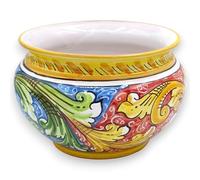 SICILIA BEDDA CAPACI Cachepot Vaso per Piante in Ceramica Caltagirone, Decoro Barocco su Fondo Rosso e Blu, 5 opzioni Misura (1Unità) - Ø 25 cm