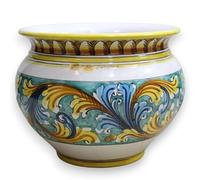 SICILIA BEDDA CAPACI Cachepot Vaso per Piante in Ceramica Caltagirone, Decoro Barocco su Fondo verderame con 5 opzioni Dimensione (1Unità) - Ø 30 cm