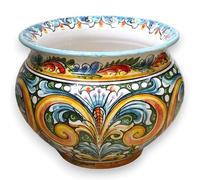 SICILIA BEDDA CAPACI Cachepot Vaso Piante in Ceramica Caltagirone, con 5 opzioni Dimensione (1Unità) Decoro Barocco e Floreale Multicolore - Ø 25 cm