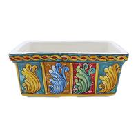 SICILIA BEDDA CAPACI Cassetta Vaso Rettangolare in Ceramica Caltagirone, Decoro Barocco - in Cinque opzioni Dimensioni - (1Unità) - L 40 x 22 cm ca.