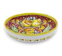 SICILIA BEDDA CAPACI Ciotola o Piatto Fondo in Ceramica Caltagirone Ø 20 cm e h 6 cm ca. (1Unità) 4 opzioni Colore, Decoro Casuale - Bordeaux