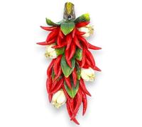 SICILIA BEDDA CAPACI Fascio di Peperoncini e Aglio, in Pregiata Ceramica - h 37 x 18 cm ca.