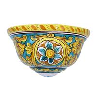 SICILIA BEDDA CAPACI Gerla, Fioriera da Appendere Ceramica Caltagirone Decoro Barocco e Fiore, Fondo Verderame, (1Unità) 3 opzioni Misura - Misura Media