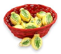 SICILIA BEDDA CAPACI Palla di Natale in Ceramica Caltagirone, Modello Limone - 2 opzioni Misura (1Unità) MD2 - h 7 x Ø 4 cm