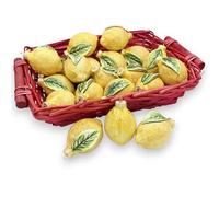 SICILIA BEDDA CAPACI Palla di Natale in Ceramica Caltagirone, Modello Limone - 2 opzioni Misura (1Unità) MD1 - h 8 x 5,5 x 5 cm