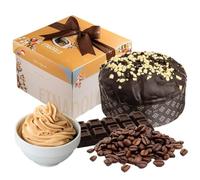 SICILIA BEDDA CAPACI Panettone Artigianale Siciliano Vulcano e caffè, ricoperto di Cioccolato Fondente e Crumble Biscotto 1 kg, con Crema di caffè