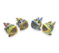 SICILIA BEDDA CAPACI Pesce Bocca Aperta Porta Stuzzicadenti in Ceramica Caltagirone - L 11 x h 8 cm ca. (1Unità) Decoro e Colore Casuale