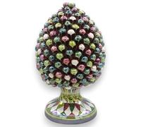SICILIA BEDDA CAPACI Pigna in Ceramica di Caltagirone, con 6 opzioni Misura (1Unità) Verde e Bordeaux con Smalto Madreperla - h 15 cm