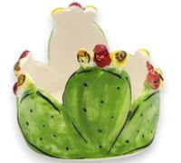 SICILIA BEDDA CAPACI Porta Bottiglia o Porta Bicchieri, in Ceramica Caltagirone, Ø 10 x 8 cm ca. Pale di ficodindia