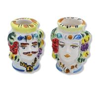 SICILIA BEDDA CAPACI Porta Stuzzicadenti Testa di Moro Ceramica Caltagirone, con Opzione Uomo, Donna o Moro, h 6 x 4 cm ca. (1Unità) - Donna