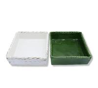 SICILIA BEDDA CAPACI Porta tovaglioli Quadrato con Treccia, in Ceramica Colore Tinta Unita Selezionabile, Larghezza 24 cm ca. (1Unità) MOD GL - Bianco Antico