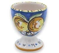 SICILIA BEDDA CAPACI Portauovo Sodo in Ceramica Caltagirone h 6 e Ø 5 cm ca. (1Unità) con 3 Opzioni Colore e Decoro Casuale - Blue